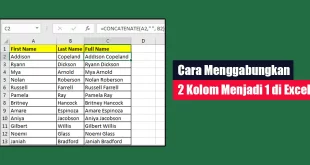 Cara Menggabungkan 2 Kolom Menjadi 1 di Excel