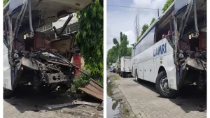 Kecelakaan Maut di Suramadu: Bus Pariwisata Tabrak Pemotor dan Truk, 2 Orang Tewas