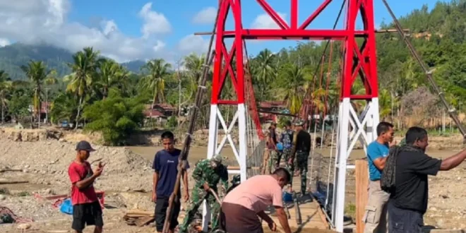 TNIPembangun Jembatan Gantung di Aceh Tengah, Mendukung Kemajuan Masyarakat Lokal