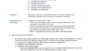 PT Pertamina Patra Niaga RU Cilacap Buka Tender Penggantian Column Assy 11C-1: Proses yang Perlu Diketahui